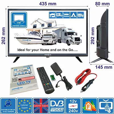 19  HD TV 12V / 240V MOTORHOME CARAVAN BOAT TRUCK VAN Freeview HD USB PVR HDMI • £147.65