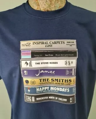 £13.99 • Buy Manchester Bands Tape Cassette Collection T Tee Shirt Various Colours Madchester