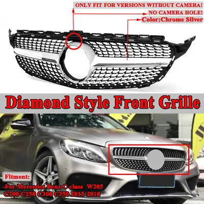 Diamond Style Grille For Mercedes Benz W205 C300 C250 2015-2018 Front Grill • $90.99