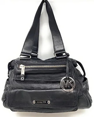 MICHAEL KORS Austin Black Pebbled Leather Front Zip Pocket Shoulder Bag • $79