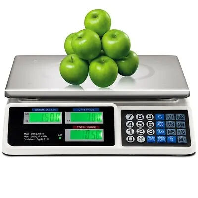 66 Lbs Digital Weight Scale Food Stainless Steel Kitchen Market Electric Balance • $49.97