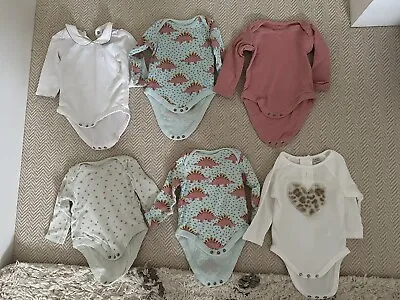 Bundle Of 6x Baby Unisex Bodysuits 3-6 Months Long Sleeve • £15
