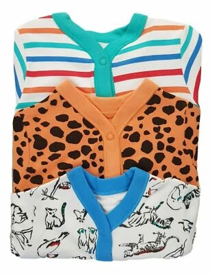 £9.49 • Buy Baby Boys Ex Store 3 Pack Animal Print Babygrows Sleepsuits - Multi Pack 