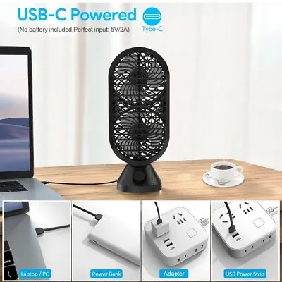 Tower Fan Desk Fan Portable USB Fan With Stepless Speed 110° Oscillation Strong • £15.99