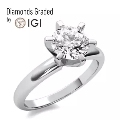 2Ct D SI1 Diamond Engagement Rings IGI Certfied Round Lab Grown Platinum • £1182.41