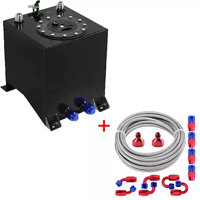 2.5 Gallon Aluminium Fuel Cell Gas Tank +Cap+Level Sender+ Nylon Fuel Line Kits • $106.99