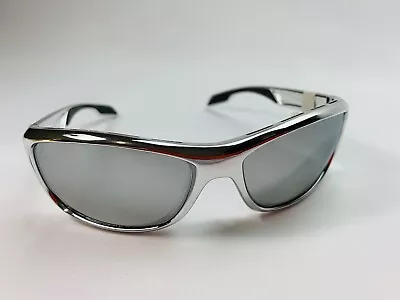 Prada Sunglasses Runway Silver Reflective Wrap Around Vintage Y2k Rare Sold Out • $369.99