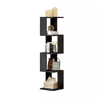 5 Tier Narrow Bookshelf Modern Tall Bookcase Cube Open Display Geometric Book • $32.50