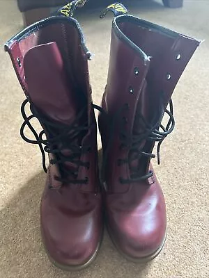 Dr Martens Darcie Combat Boots Women's UK Size 7 41 Cherry Red Leather • £45.99