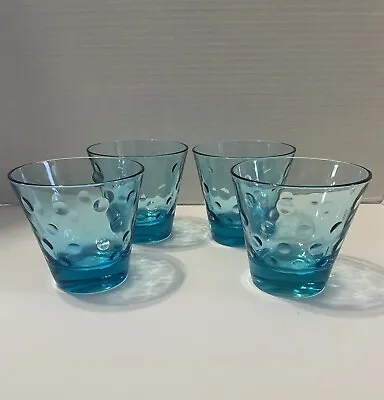 VTG Set Of 4 Hazel-Atlas Blue Capri Dot Cocktail/Shot Barware Glasses 3  • $28