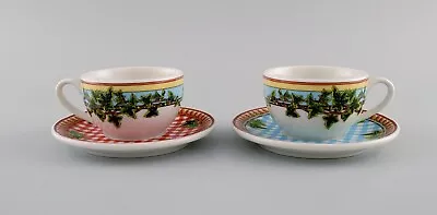 Gianni Versace For Rosenthal. Two  Ivy Leaves  Cups With Saucers. Late 20th C. • $250