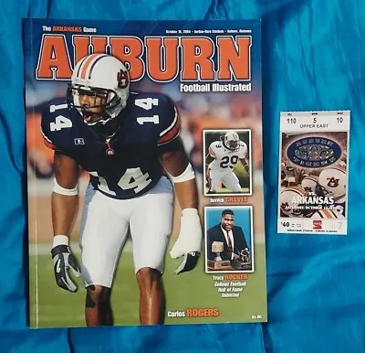 VINTAGE Auburn Vs Arkansas FOOTBALL PROGRAM AND TICKET STUB Oct. 16 2004 • $24.99