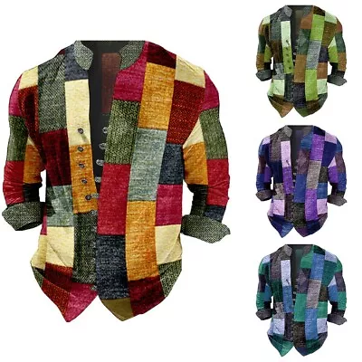 Festival Stonewashed Shirt In Patchwork Design Colourful Hippie Clothing • £16.81