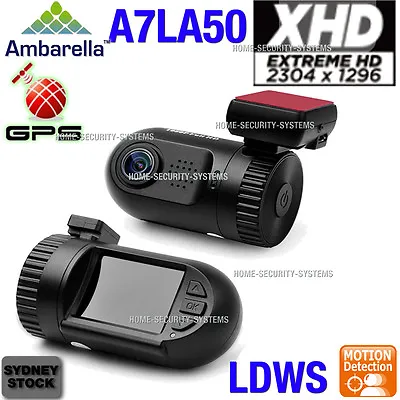 $115.95 • Buy Dash Cam 2K Mini Ambarella A7 GPS 1296P In Car Backup Blackbox Security Camera