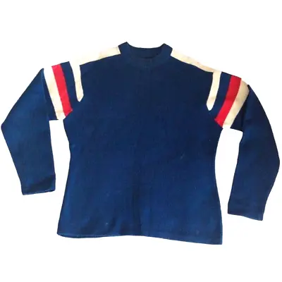 Meister Mens  Wool Sweater Medium San Francisco Vintage Red White Blue Stripes  • $32.99