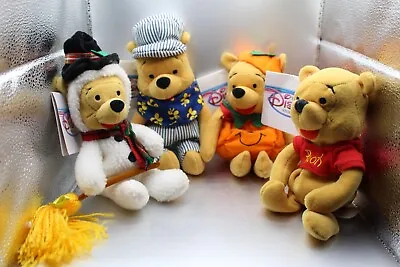 Disney Winnie The Pooh Lot Of 3 Mini 8  Bean Bag Stuffed Beanies Holiday Variety • $15.99