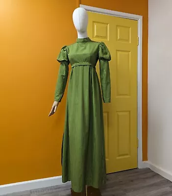 Phenomenal Vintage 1960s Green Psychedelic Medieval Maxi Dress With... • £75