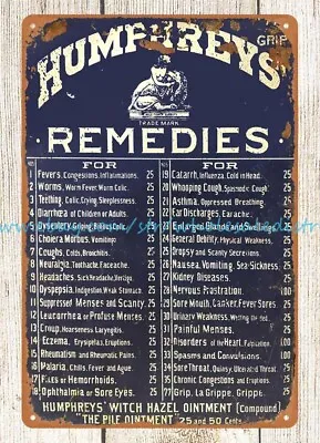 Humphreys Remedies Metal Tin Sign Home Decor And Accessories • $18.90