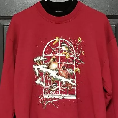 Holiday Cardinal Red Sweatshirt  Size Large Vintage  • $16.95