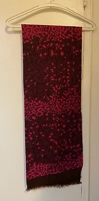 MARC JACOBS Choc/Pink/Purple Anime Print Fine Wool Scarf Fringes 158cm X 111cm • $19