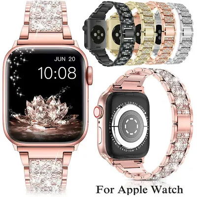 $7.99 • Buy For Apple Watch Series SE 8 7 6 5 4 3 2 Diamond Bling Band IWatch Strap 38-45mm