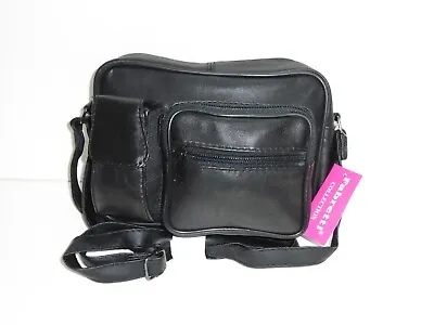 Leather Fronted Zip Top Bag With Front Pouch Pocket And Holder 61611 • £5.99