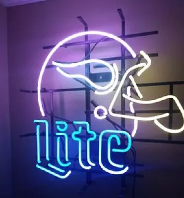 20 X16  Minnesota Vikings Lite Helmet Neon Sign Light Lamp Visual Bar L1202 • $134.49