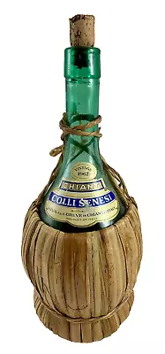 Vintage MCM 1967 Colli Senesi Chianti Bottle Wicker Wrapped Italy EMPTY • $27.95