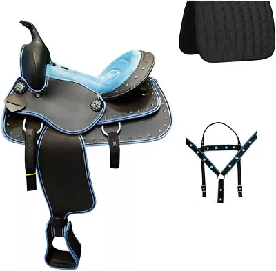 New Style Western Synthetic Pleasure Barrel Trail Horse Saddle & Tack Set Free • $348
