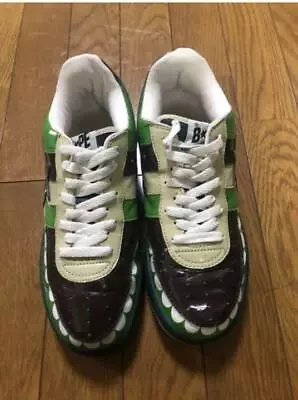 A BATHING APE X KAWS Bapesta Sneaker Shoes Green Low US8 Used From Japan • $534.06