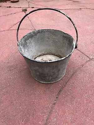 VINTAGE  Heavy Galvanized Steel Metal Ash Bucket PAIL  Weighs About 10 Pounds • $75