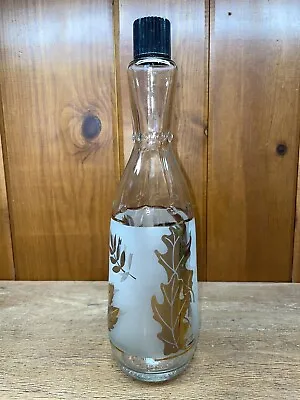 Vintage Arrow Vodka Liquor Bottle Decanter Libbey Gold Leaf Frosted Glass 1964 • $10