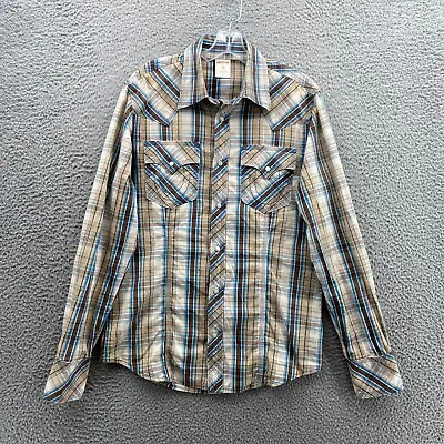 True Religion Shirt Size M Western Plaid Long Sleeve Pearl Snap Button Up Men's. • $21.25