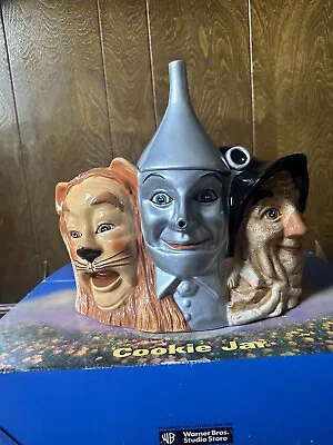 1997 Warner Bros. Wizard Of Oz Lion Tin Man & Scarecrow Head Cookie Jar & Box • $45