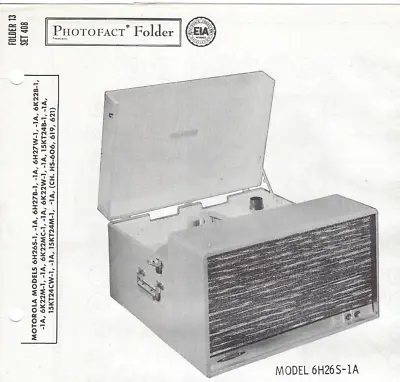 1958 MOTOROLA 6H26S 15K24B-1 Record Player Radio Photofact MANUAL Phonograph Amp • $10.99