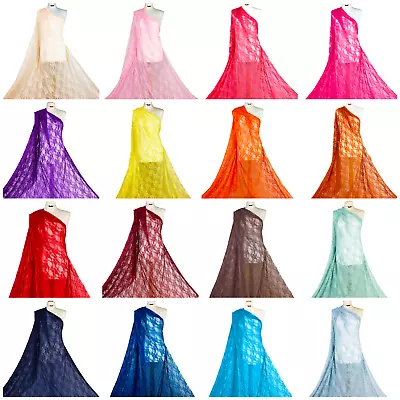 £1 • Buy Stretch Lace Fabric Polyester Elastane Blend Floral Bridal Dressmaking Material