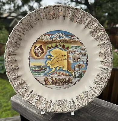 Vintage Plate State Of Alaska 9.5” Gold Lace On  Rim • $4.97