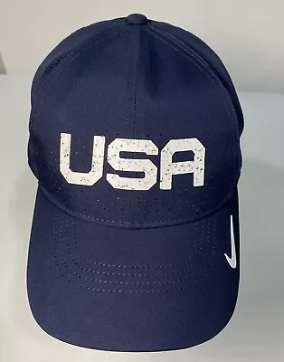 Nike Dri-Fit Legacy 91 Team USA Navy Blue Strapback Hat Flag Men's AeroBill • $23.99