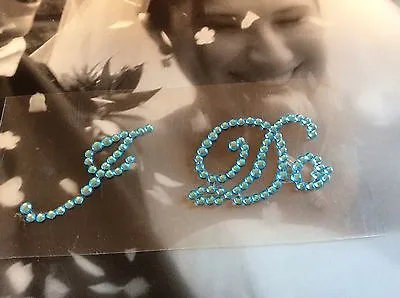 I Do Diamante Blue Crystal Wedding Shoe Sticker Applique Rhinestone 75x30mm • £2.10