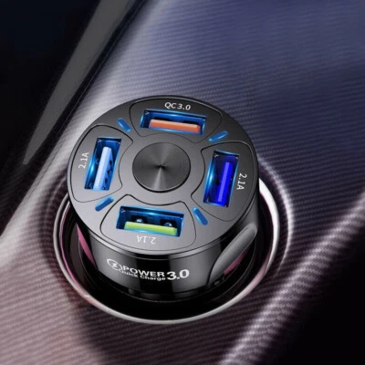 $7.71 • Buy 4 USB Phone Car Charger Adapter QC 3.0 LED Display Fast Charging Car Accessories