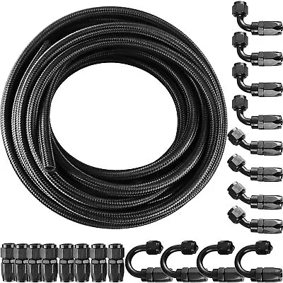 33FT AN8 Stainless Steel Braided CPE Fuel/Oil Hose Line + 20pcs Fittings Kit • $92.04