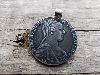 Rare Maria Theresia Thaler Coin With Attached Loupe Very Old Natural Patina.  • $149.99
