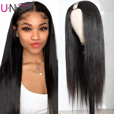 UNice Mongolian U Part Wigs Straight Human Hair Glueless Wear Go Wigs For Women • $61.03