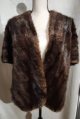 Vintage Mink Stole Wrap Shawl With Arm Straps & A Pocket • $53