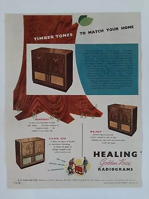 Vintage Australian Advertising 1954 Ad HEALING GOLDEN VOICE RADIO RADIOGRAMS • $16.95