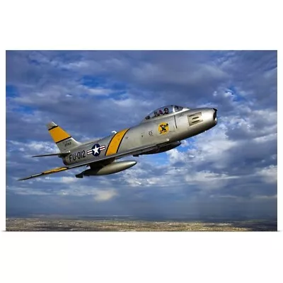 A F 86 Sabre Jet In Flight Poster Art Print Airplane Home Decor • $59.99