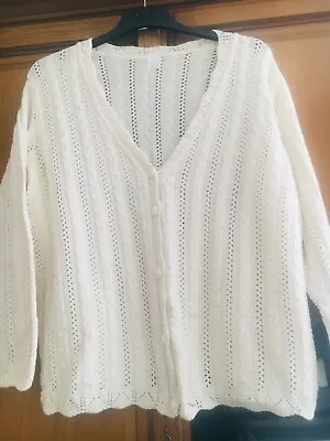 $6.85 • Buy Ivory Cotton Knitted Button Up Cardigan Size 22/24