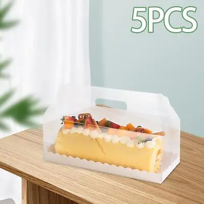 5x Clear Cake Box With Handle Portable For Baby Showers Picnics DIY Baking • £13.68