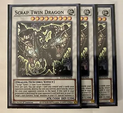 Yugioh! 3x Scrap Twin Dragon KICO-EN038 Super Rare 1st Ed NM • $1.50