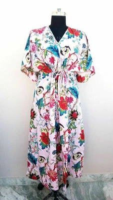 $32.13 • Buy Indian Printed Kaftan Cotton Women Wear Gown Night Wear Maxi Dress Robe Free Siz
